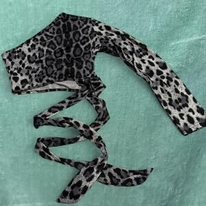 SHEIN Leopard Print One Shoulder Cropped Top -M